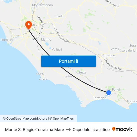 Monte S. Biagio-Terracina Mare to Ospedale Israelitico map