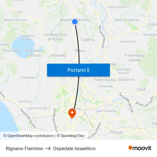 Rignano Flaminio to Ospedale Israelitico map