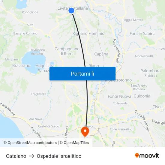 Catalano to Ospedale Israelitico map
