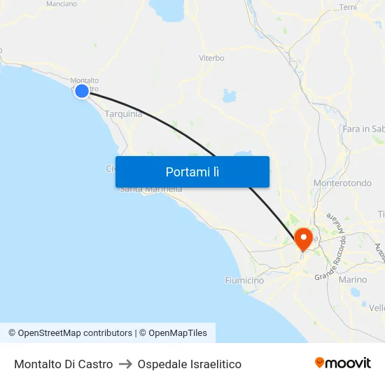 Montalto Di Castro to Ospedale Israelitico map