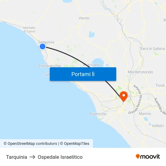 Tarquinia to Ospedale Israelitico map