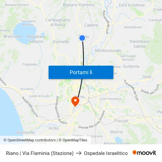 Riano | Via Flaminia (Stazione) to Ospedale Israelitico map