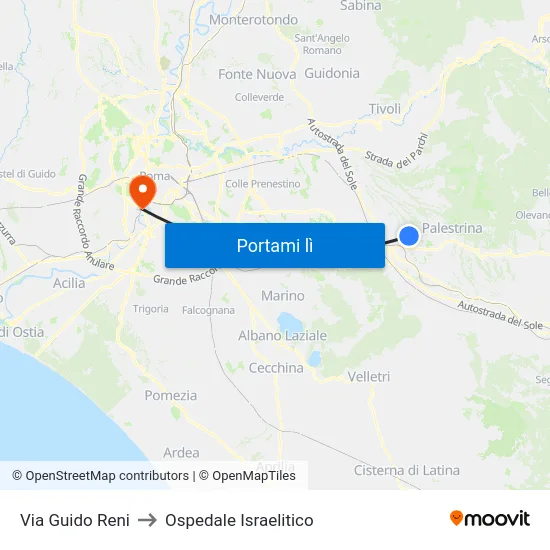 Via Guido Reni to Ospedale Israelitico map