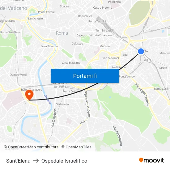 Sant'Elena to Ospedale Israelitico map