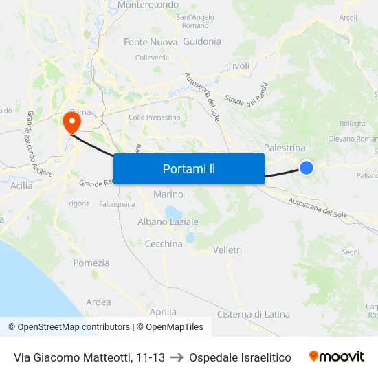 Via Giacomo Matteotti, 11-13 to Ospedale Israelitico map