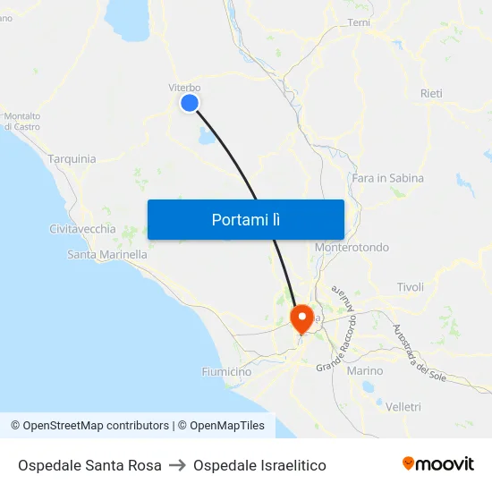Ospedale Santa Rosa to Ospedale Israelitico map