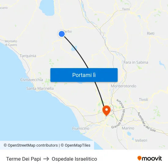Terme Dei Papi to Ospedale Israelitico map