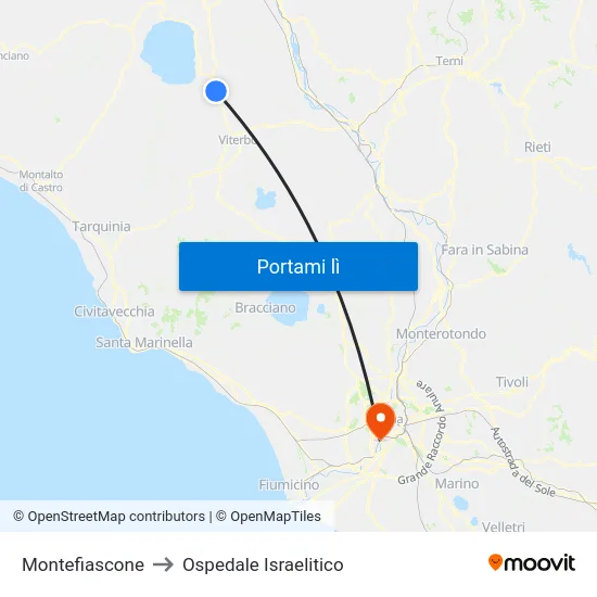Montefiascone to Ospedale Israelitico map