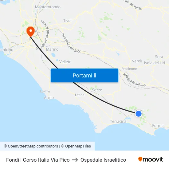 Fondi | Corso Italia Via Pico to Ospedale Israelitico map