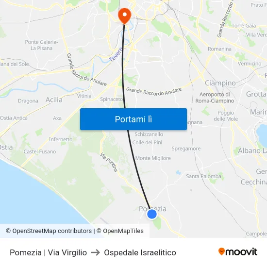 Pomezia | Via Virgilio to Ospedale Israelitico map