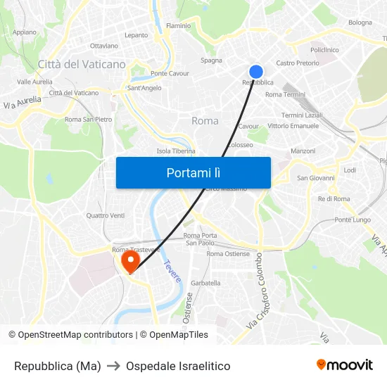 Repubblica (Ma) to Ospedale Israelitico map