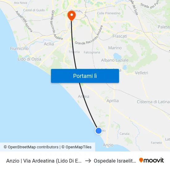 Anzio | Via Ardeatina (Lido Di Enea) to Ospedale Israelitico map