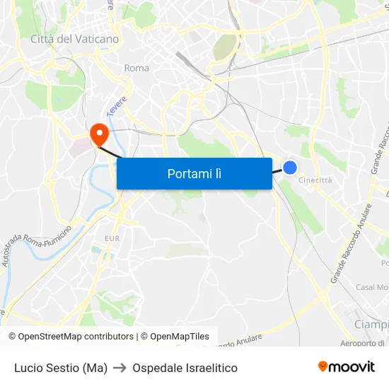 Lucio Sestio (Ma) to Ospedale Israelitico map