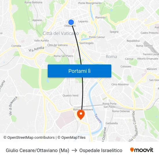 Giulio Cesare/Ottaviano (Ma) to Ospedale Israelitico map