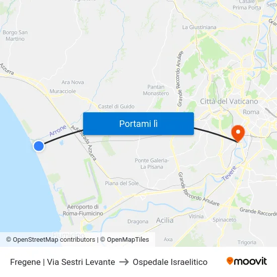 Fregene | Via Sestri Levante to Ospedale Israelitico map