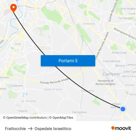 Frattocchie to Ospedale Israelitico map