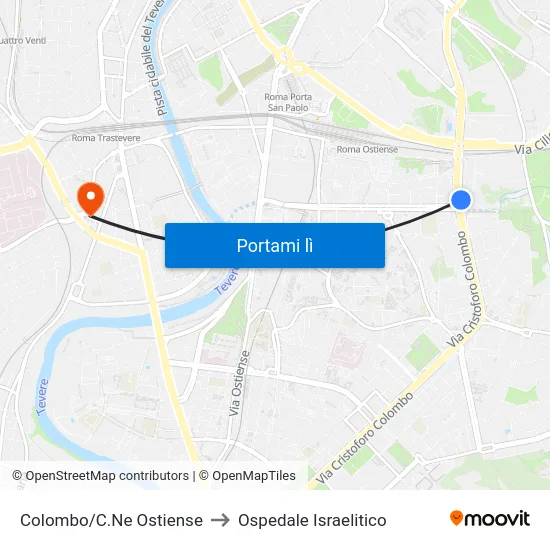 Colombo/C.Ne Ostiense to Ospedale Israelitico map