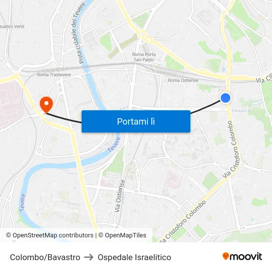 Colombo/Bavastro to Ospedale Israelitico map