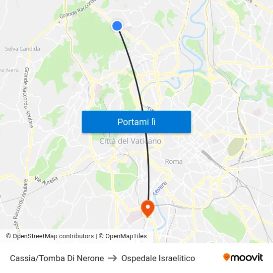 Cassia/Tomba Di Nerone to Ospedale Israelitico map