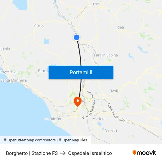 Borghetto | Stazione FS to Ospedale Israelitico map