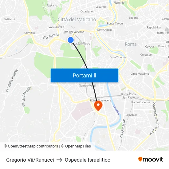 Gregorio Vii/Ranucci to Ospedale Israelitico map