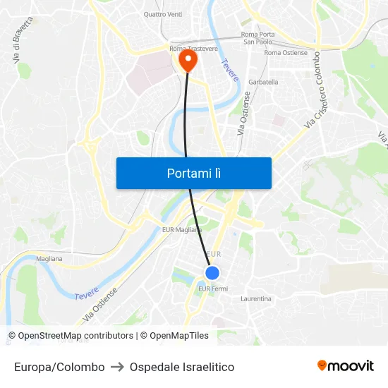 Europa/Colombo to Ospedale Israelitico map