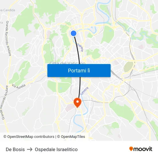 De Bosis to Ospedale Israelitico map