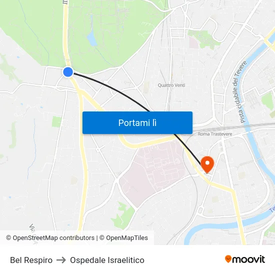 Bel Respiro to Ospedale Israelitico map