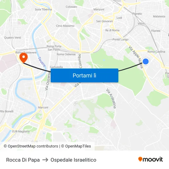 Rocca Di Papa to Ospedale Israelitico map