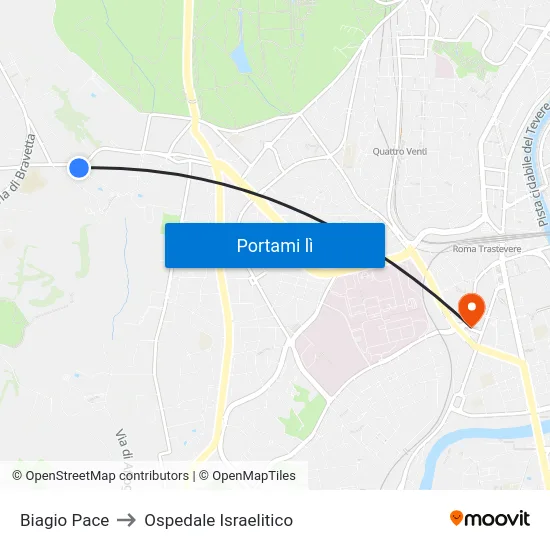 Biagio Pace to Ospedale Israelitico map