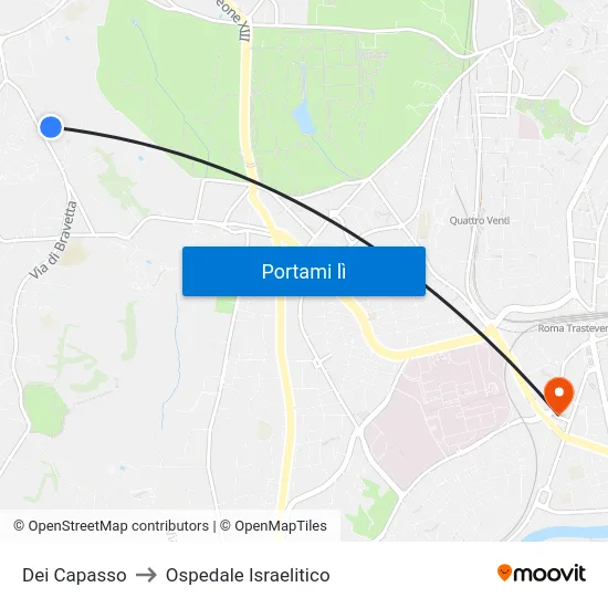 Dei Capasso to Ospedale Israelitico map