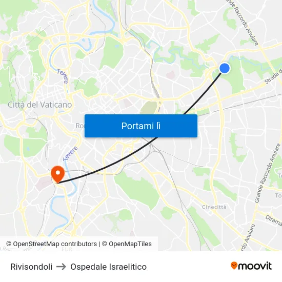 Rivisondoli to Ospedale Israelitico map