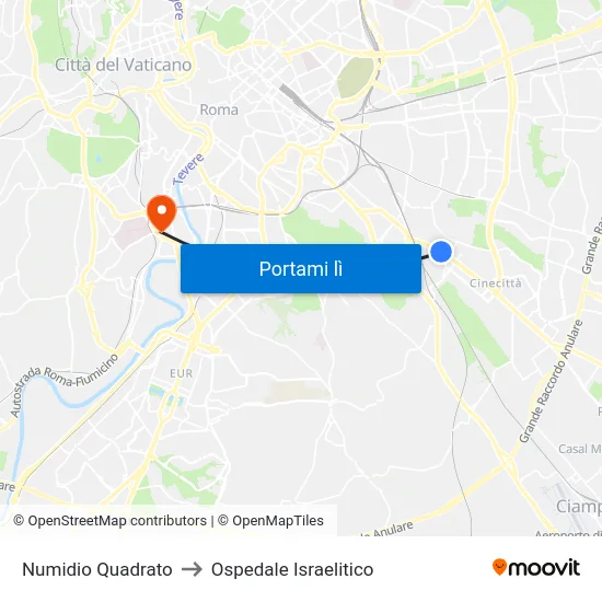 Numidio Quadrato to Ospedale Israelitico map