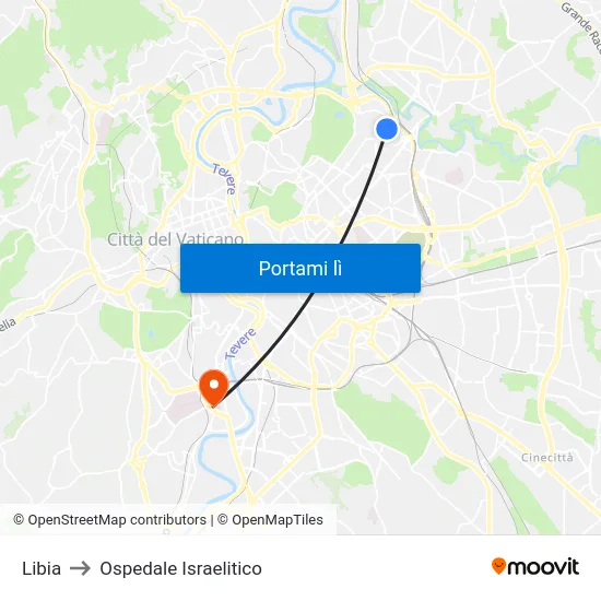 Libia to Ospedale Israelitico map