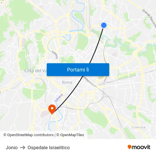 Jonio to Ospedale Israelitico map