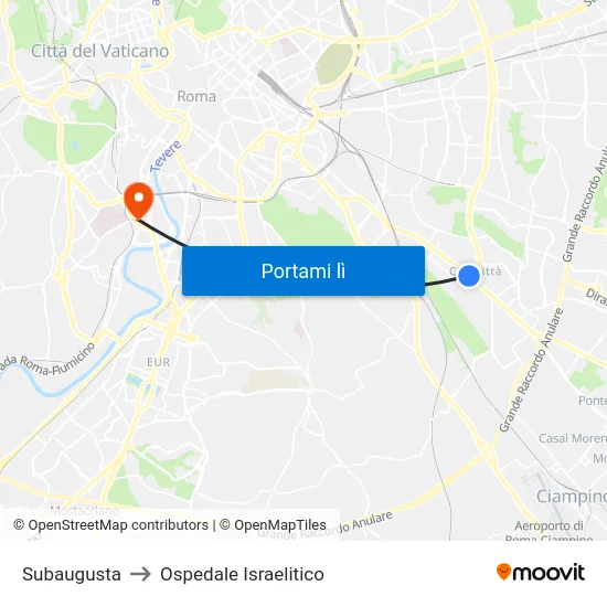 Subaugusta to Ospedale Israelitico map