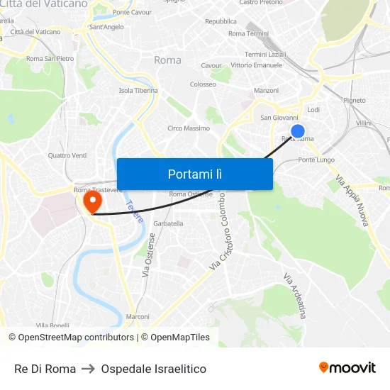 Re Di Roma to Ospedale Israelitico map