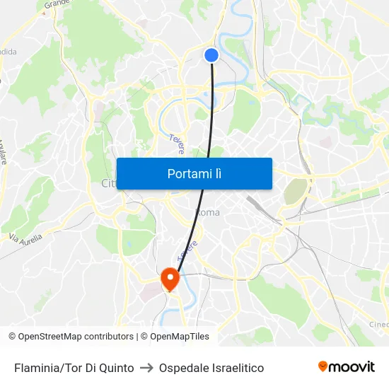Flaminia/Tor Di Quinto to Ospedale Israelitico map