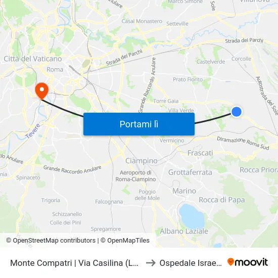 Monte Compatri | Via Casilina (Laghetto) to Ospedale Israelitico map