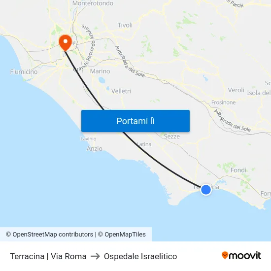 Terracina | Via Roma to Ospedale Israelitico map