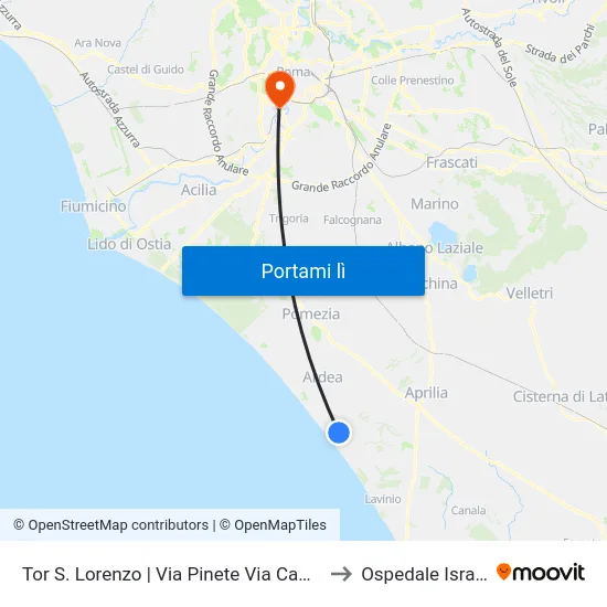 Tor S. Lorenzo | Via Pinete Via Campo Di Carne to Ospedale Israelitico map