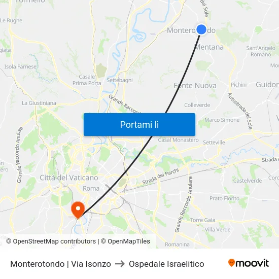 Monterotondo | Via Isonzo to Ospedale Israelitico map