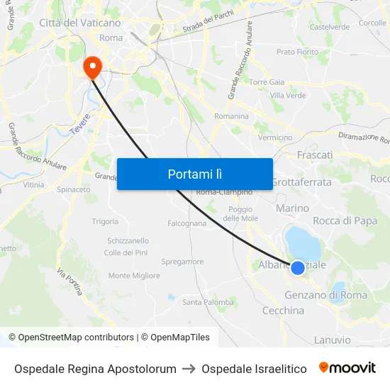 Ospedale Regina Apostolorum to Ospedale Israelitico map
