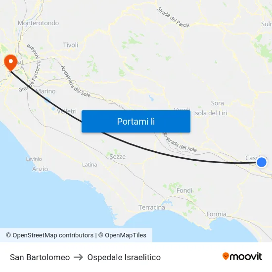 San Bartolomeo to Ospedale Israelitico map