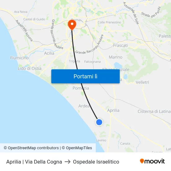 Aprilia | Via Della Cogna to Ospedale Israelitico map
