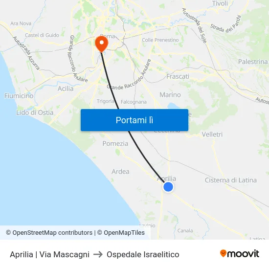 Aprilia | Via Mascagni to Ospedale Israelitico map