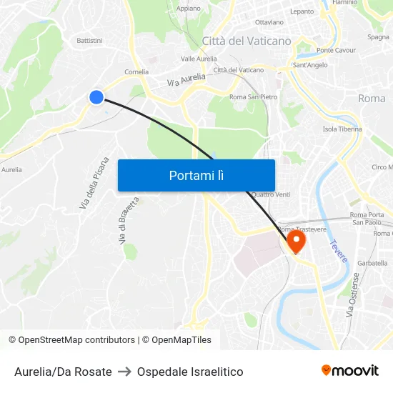 Aurelia/Da Rosate to Ospedale Israelitico map
