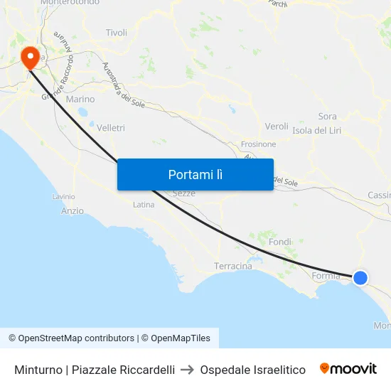 Minturno | Piazzale Riccardelli to Ospedale Israelitico map
