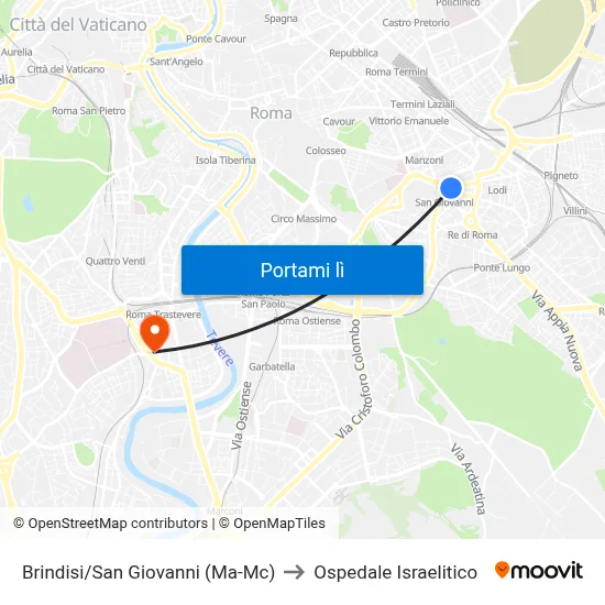 Brindisi/San Giovanni (Ma-Mc) to Ospedale Israelitico map