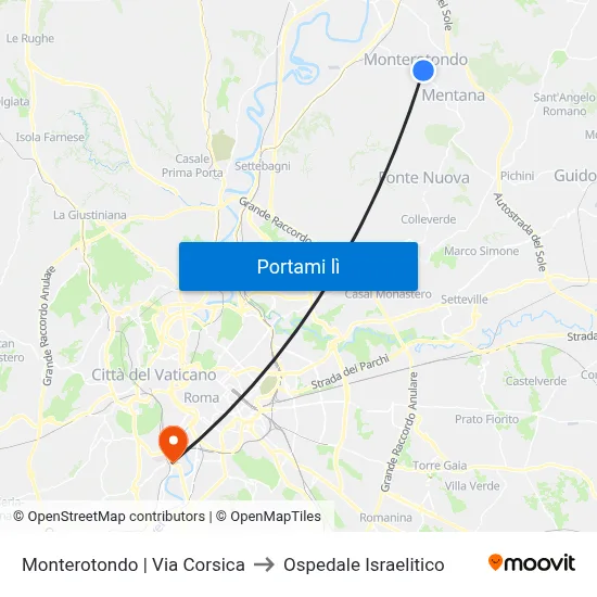 Monterotondo | Via Corsica to Ospedale Israelitico map